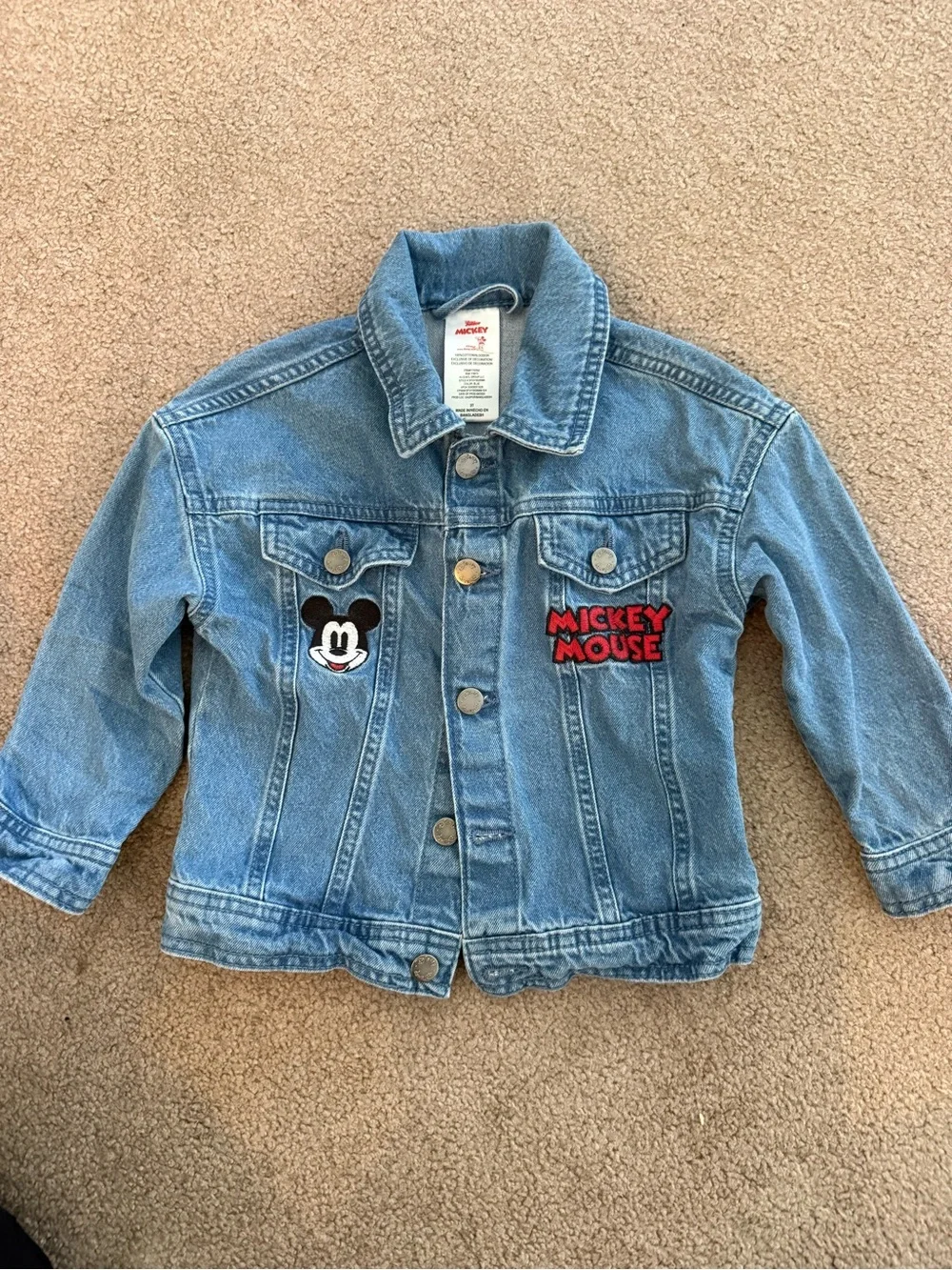 Disney Light Blue Denim Mickey Mouse Patch Jacket